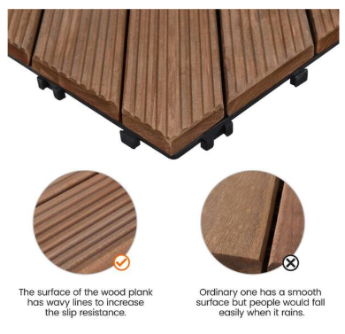 12 in. x 12 in. Interlocking Fir Wood Flooring Tiles