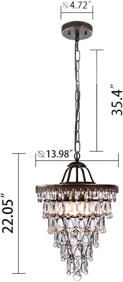 14 Inch Crystal Chandelier,Farmhouse Bronze Bathroom Chandeliers,4-Light Foyer Lighting Hanging Pendant Light Fixture for Bedroom Entryway Living Kids Room Corridor Closet