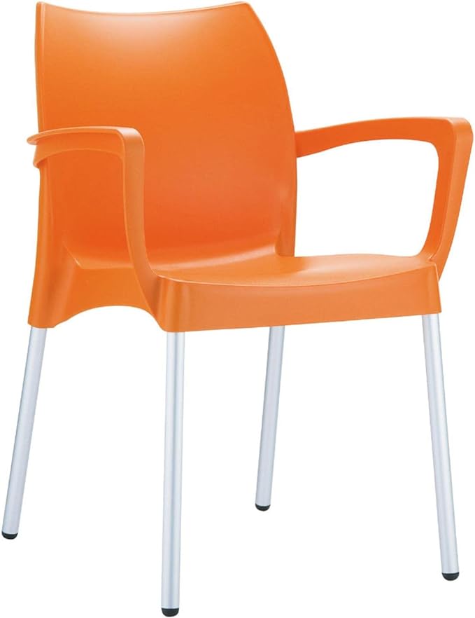 Resin Outdoor Arm Chair in Orange (Set of 4)