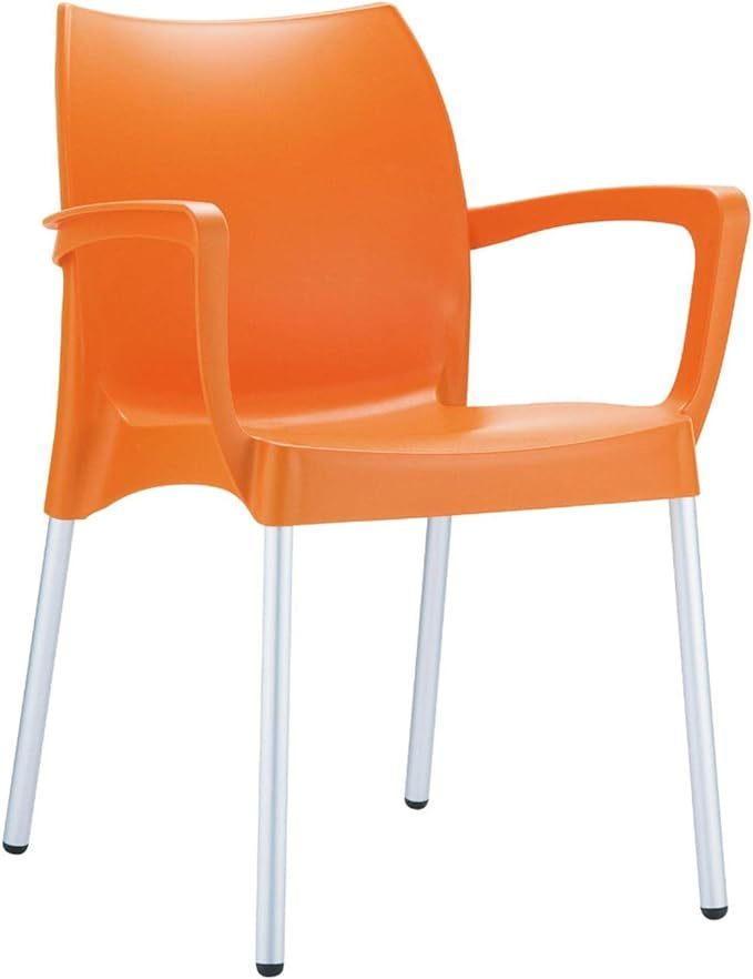 Resin Outdoor Arm Chair in Orange (Set of 4)