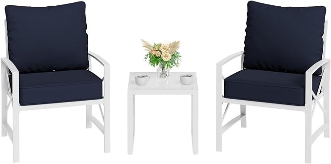  Modern Outdoor Metal Chair Conversation Furniture Set with Coffee Table for Patio