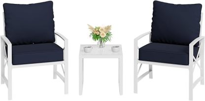  Modern Outdoor Metal Chair Conversation Furniture Set with Coffee Table for Patio