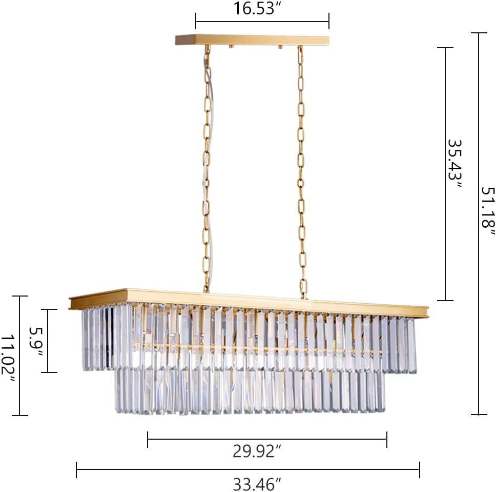 9-Light Crystal Chandelier 34.5 inch, Contemporary Modern Chandeliers Adjustable for Living Room