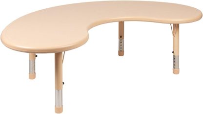 35"W x 65"L Half-Moon Natural Plastic Height Adjustable Activity Table Set