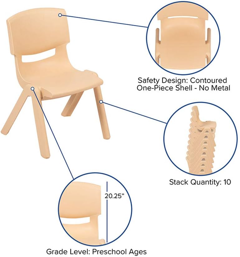 35"W x 65"L Half-Moon Natural Plastic Height Adjustable Activity Table Set