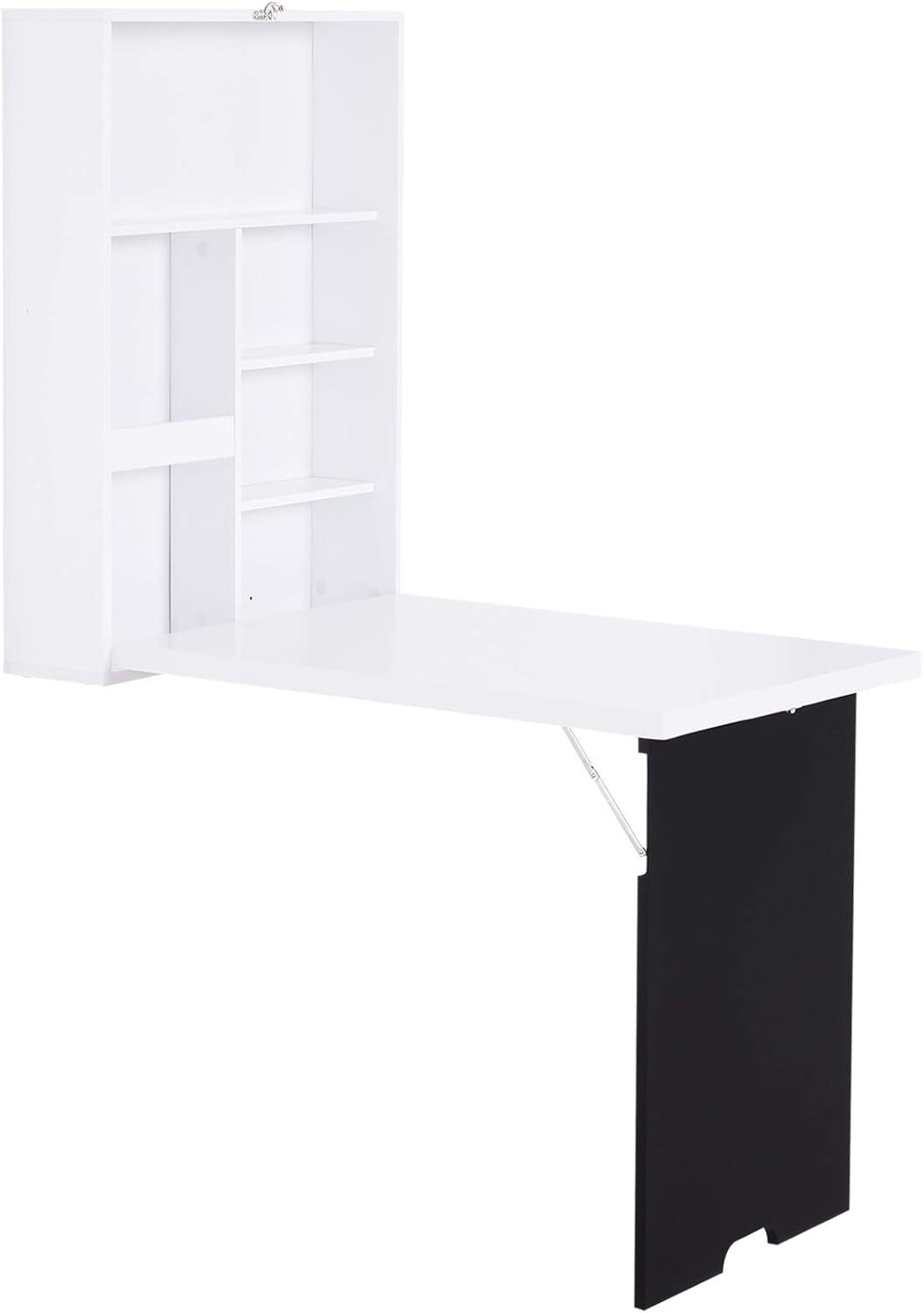 37.2"D x 23.6"W x 57.87"H Fold Out Convertible Floating Desk with Shelves
