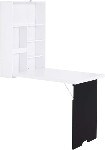 37.2"D x 23.6"W x 57.87"H Fold Out Convertible Floating Desk with Shelves