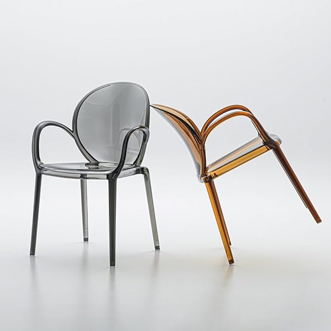 Modern Acrylic Transparent Chair Set of 4, Stacking Kitchen and Dining Room