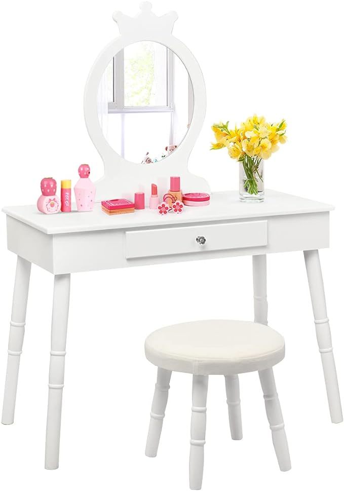 Crown Shape Princess Makeup Dressing Table and Chair Set
