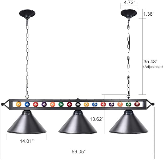 Pool Table Light,59” Billiard Pool Table Lights for 7' 8' 9' Table,Billiard Lights Over Pool Table