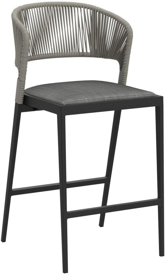Counter Height Bar Stool Set of 2 Modern Aluminum Rattan Wicker Outdoor Barstools