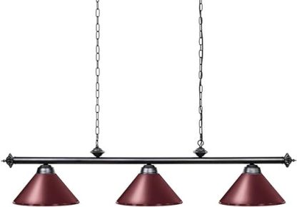 Pool Table Lights for 8'/9' Table with 3 Metal Shades, Billiard Lamp for Man Cave, Game Room, Kitchen Island Light for Restaurant Or Dining Room (Burgundy, 59 inch-3 Lights)