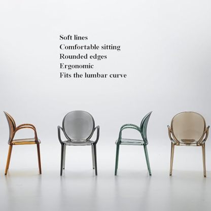 Modern Acrylic Transparent Chair Set of 4, Stacking Kitchen and Dining Room