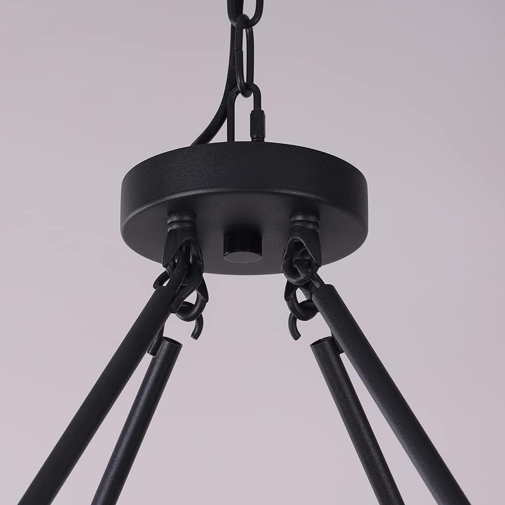 Farmhouse Black Chandelier,12 Lights Wagon Wheel Large Chandeliers for Kitchen Island,Hanging Modern Farmhouse Pendant Ceiling Lighting