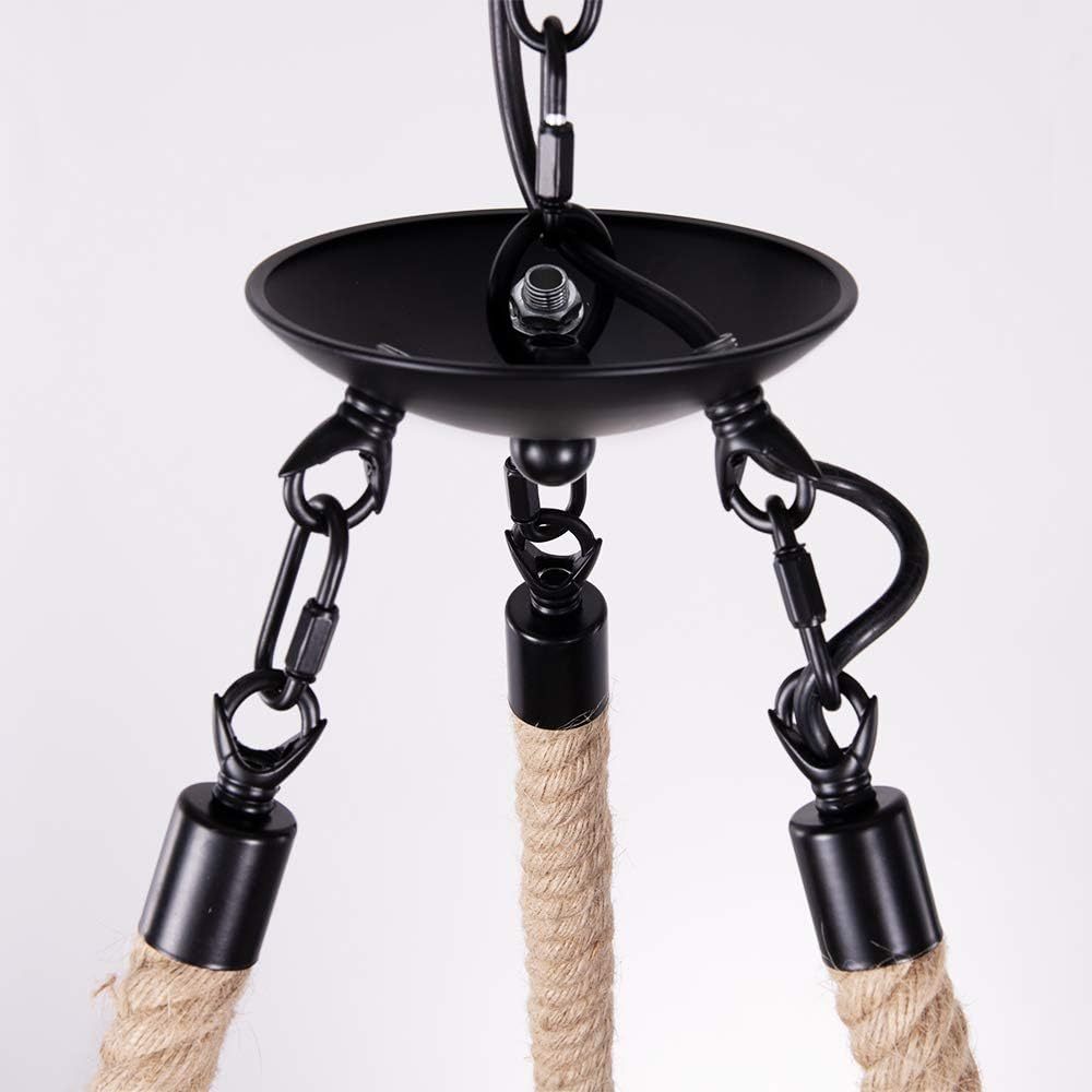 Farmhouse Chandelier, Wood Wagon Wheel Chandelier with Seeded Glass Shade, Hanging Rustic Round 3 Lights Ceiling Pendant Lighting