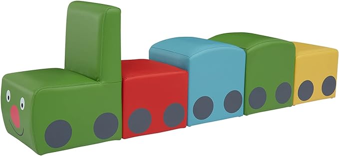 5 Pieces Sectional Children Couch, Colourful Daycare Furniture