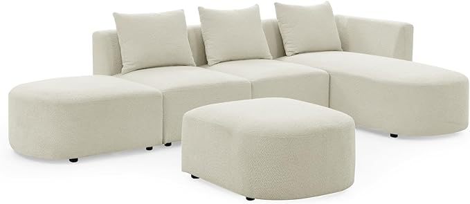 Modular Sectional Sofa, Boucle L-Shaped Couch with Left Side Chaise