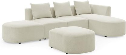 Modular Sectional Sofa, Boucle L-Shaped Couch with Left Side Chaise