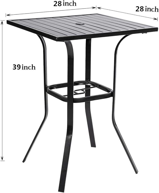 Outdoor Bar Height Bistro Table with Umbrella Hole