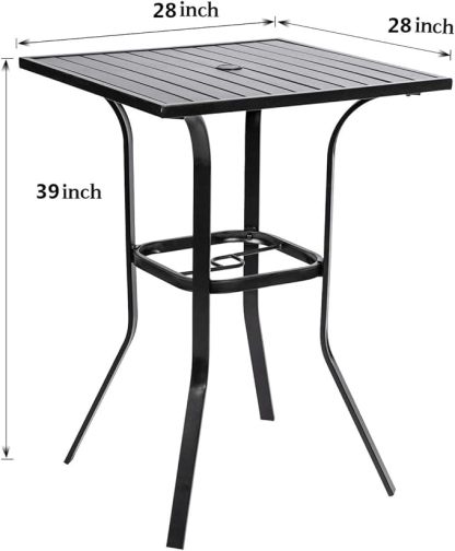 Outdoor Bar Height Bistro Table with Umbrella Hole