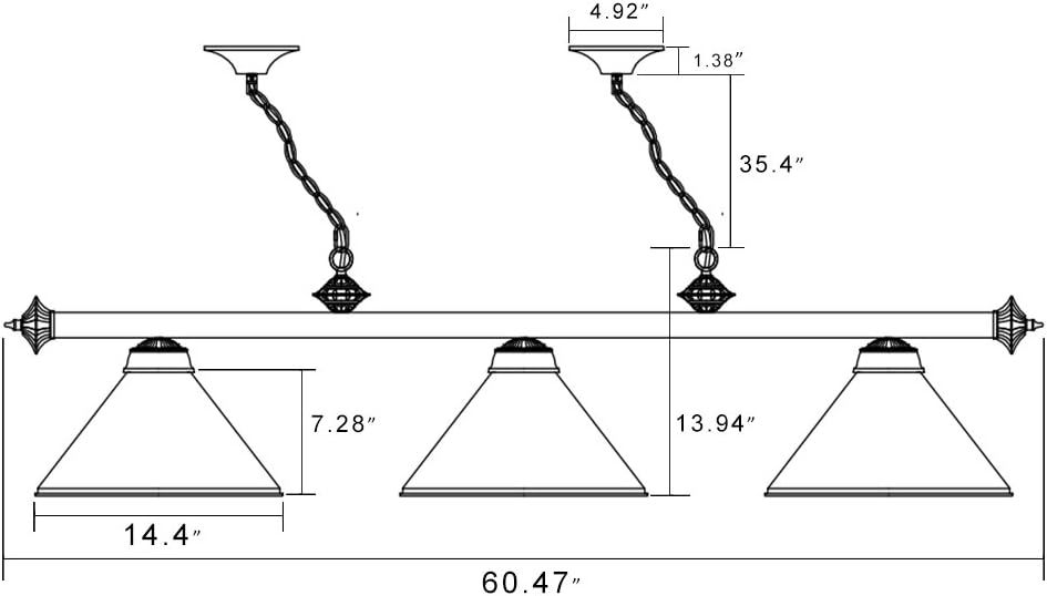 Pool Table Lights for 8'/9' Table with 3 Metal Shades, Billiard Lamp for Man Cave, Game Room, Kitchen Island Light for Restaurant Or Dining Room (Burgundy, 59 inch-3 Lights)