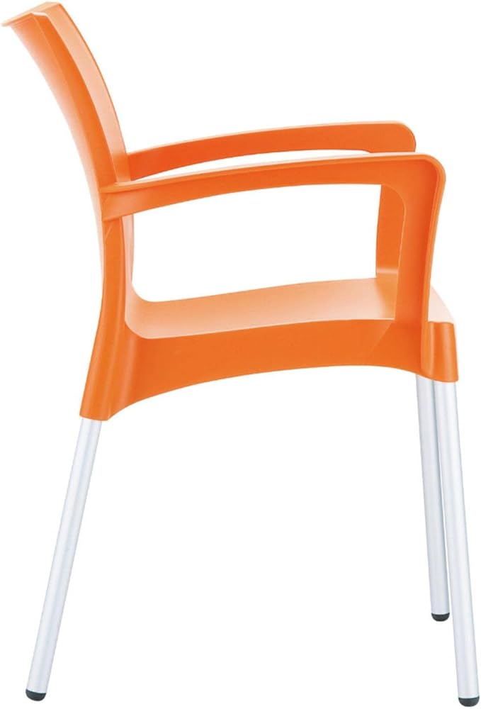 Resin Outdoor Arm Chair in Orange (Set of 4)