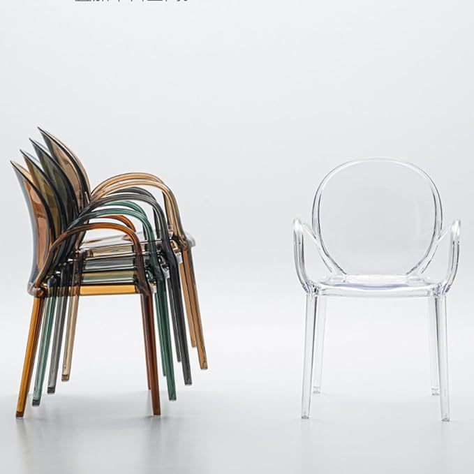 Modern Acrylic Transparent Chair Set of 4, Stacking Kitchen and Dining Room
