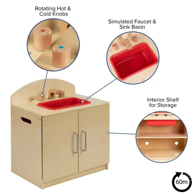 Children's Wooden Kitchen Set - Stove, Sink and Refrigerator for Commercial or Home Use