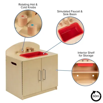 Children's Wooden Kitchen Set - Stove, Sink and Refrigerator for Commercial or Home Use