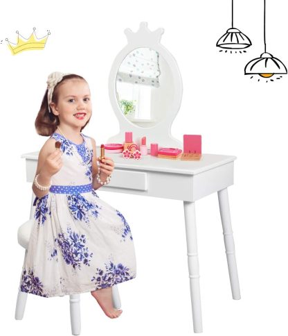 Crown Shape Princess Makeup Dressing Table and Chair Set