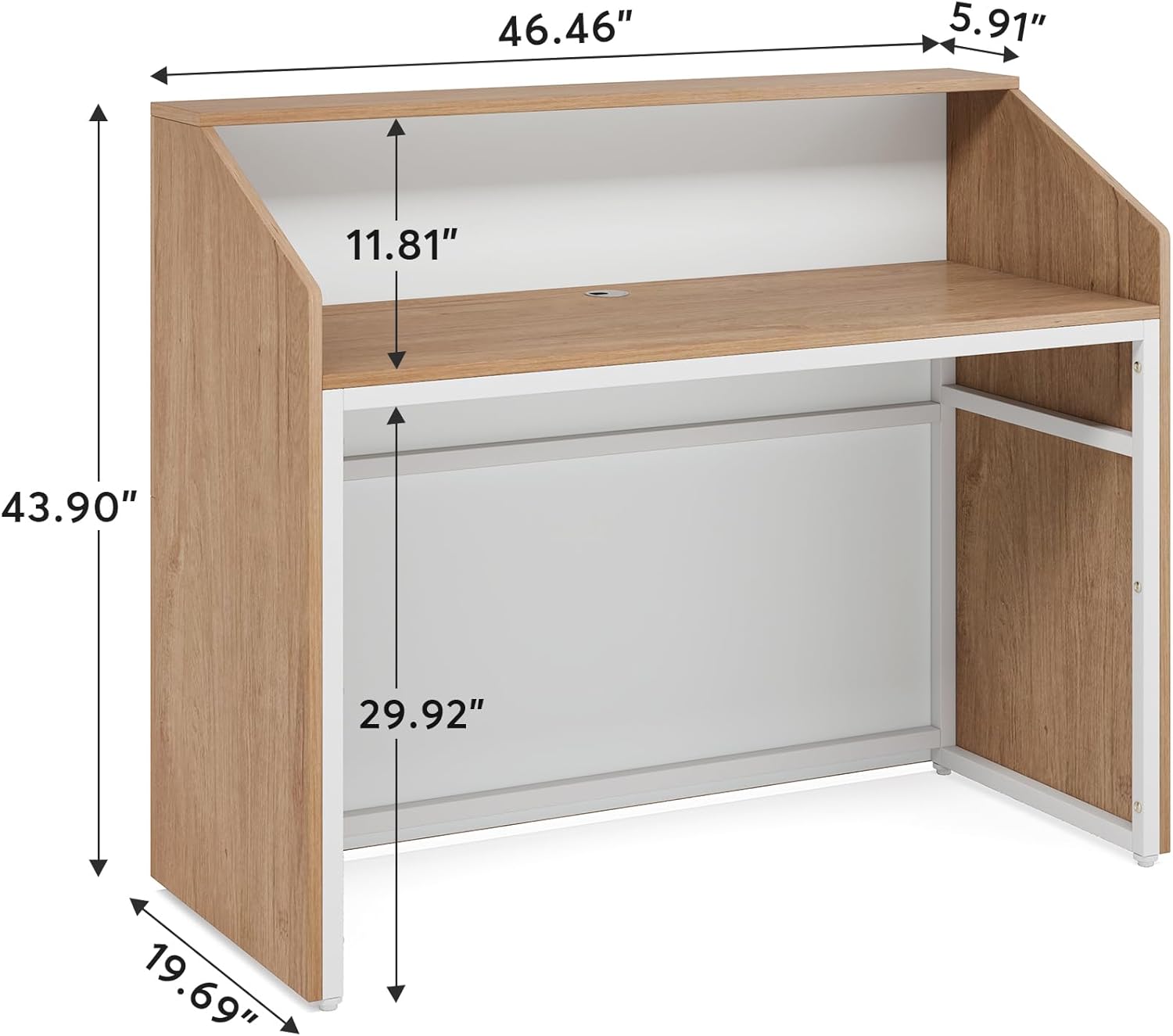 Modern Front Desk Reception Room Table with Cable Grommet, 47 inch Retail Counter