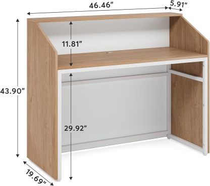 Modern Front Desk Reception Room Table with Cable Grommet, 47 inch Retail Counter