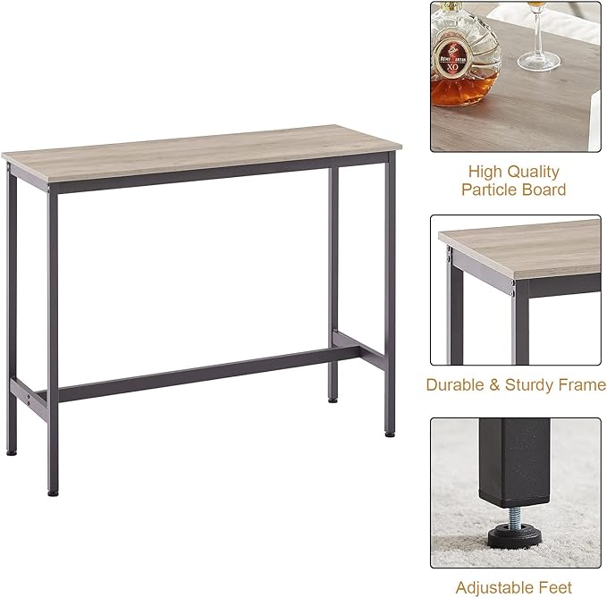 Bar Table and Chairs Set for 2, 3-Piece Small Rectangle Pub Bistro Table and PU Upholstered Stools with Backrest