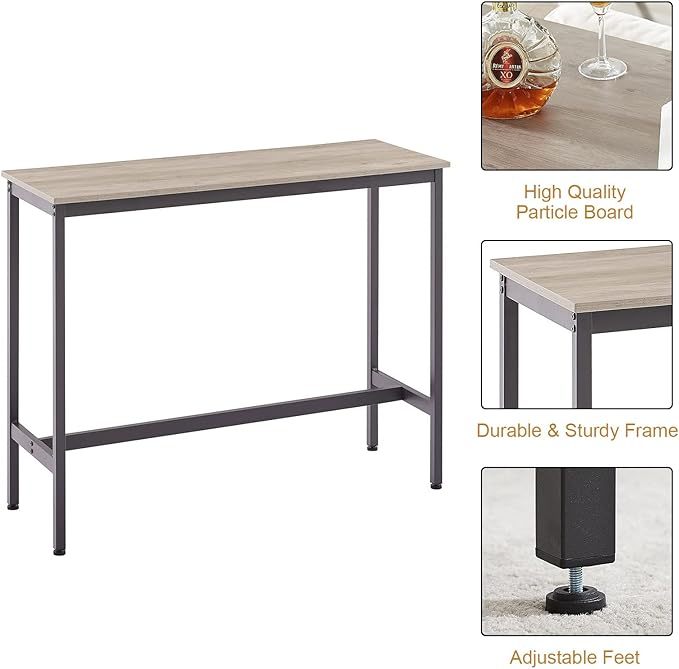 Bar Table and Chairs Set for 2, 3-Piece Small Rectangle Pub Bistro Table and PU Upholstered Stools with Backrest