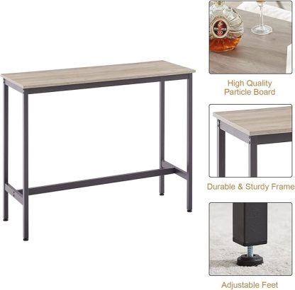 Bar Table and Chairs Set for 2, 3-Piece Small Rectangle Pub Bistro Table and PU Upholstered Stools with Backrest