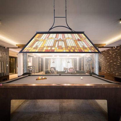 3-Lights Pool Table Lamp with Tiffany-Style Shade for 7' 8' 9' Table, 43.3” Vintage Billiards Light Fixtures Ceiling for Man Cave Club Bar Game Game Room