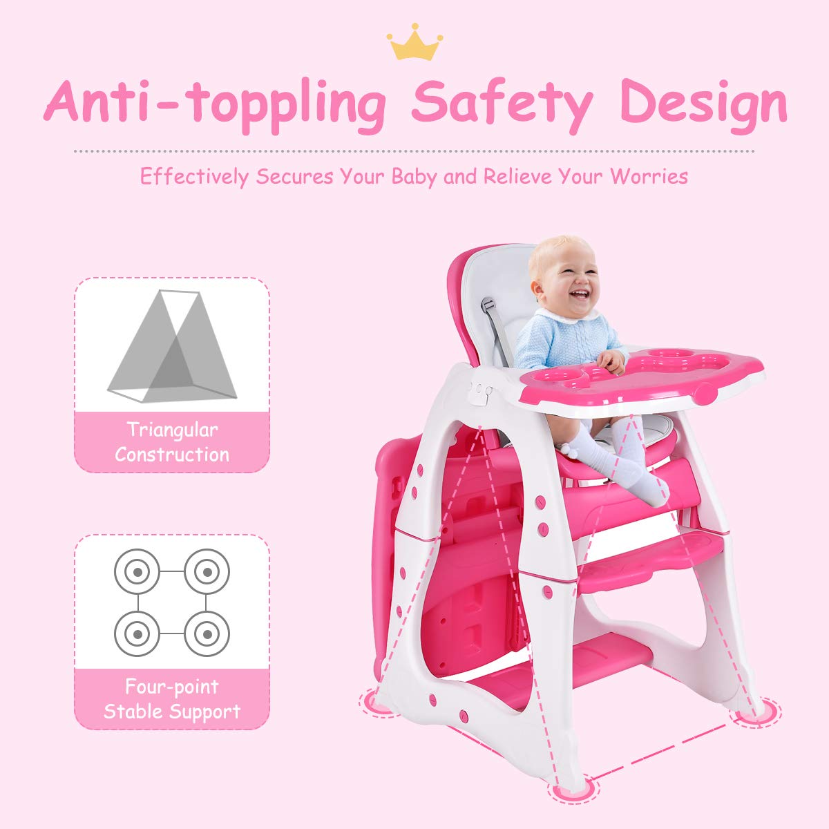 5 in 1 High Chair, Convertible Highchair for Babies and Toddlers/Table Chair Set