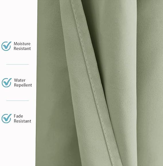 Outdoor Curtains for Patio, Waterproof Blackout UV Protection Outside Decor for Porch Swimming Pool Hut Garden Pavilion Pop Up Tent Pergola Balcony, W 52 x L 84, 1 Panel, Sage Green