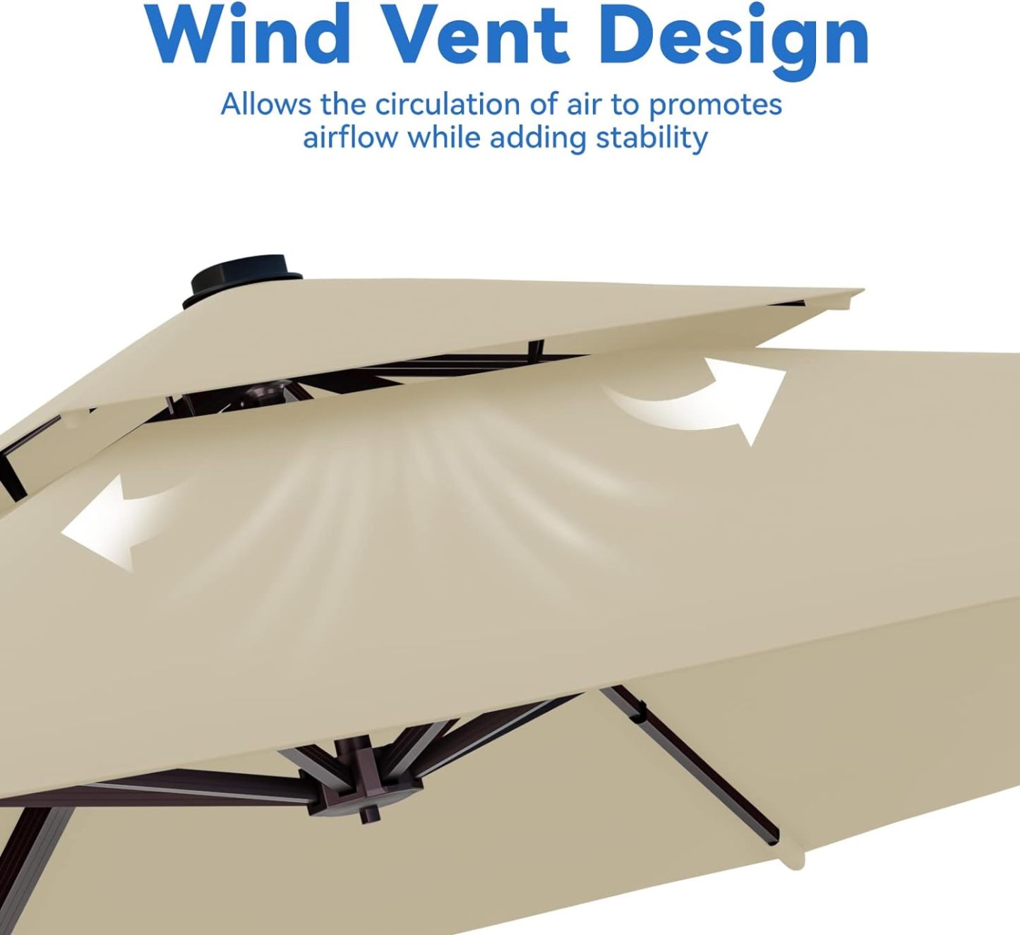 10x13FT Cantilever Outdoor Patio Umbrellas, Double Top Large Rectangle Umbrella, Heavy Duty 360° Rotation Offset Outdoor Sun Shade Umbrella for Garden Deck Pool Backyard Patio, Beige