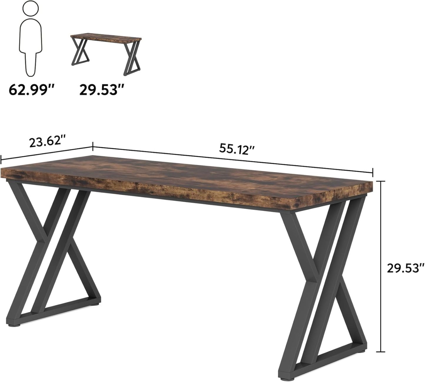55 inch Heavy Duty Study Desk with Z-Shaped Metal Leg