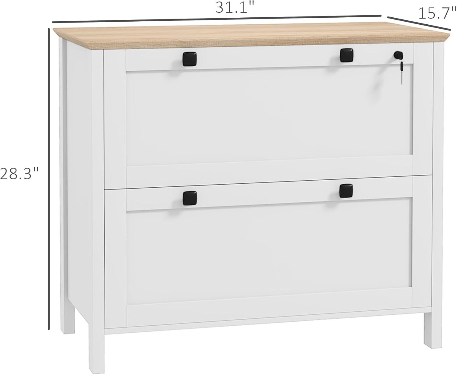 2 Drawer File Cabinet with Lock, Lateral Filing Cabinet with Keys
