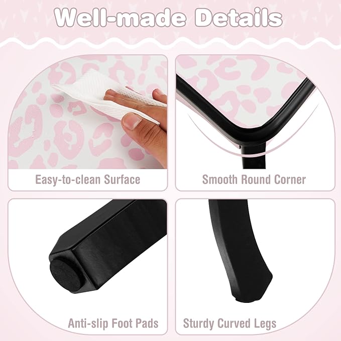 Kids Vanity, Princess Makeup Vanity Set for Little Girls, Real Glass Tri-Folding Mirror