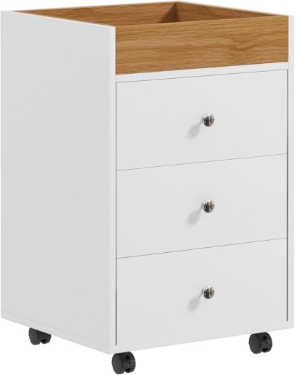 3 Drawer Home Office Storage Cabinet, Office Drawer on Wheels with Removable Tray