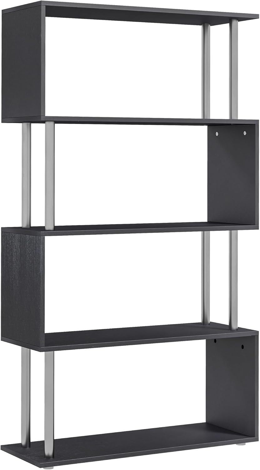 Modern S-Shaped 5 Tier Room Dividing Bookcase Wooden Storage Display Stand Shelf
