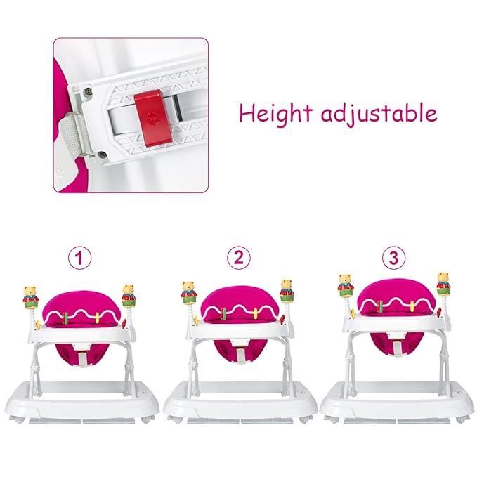 Baby Walker, Foldable Push Learning Walker Toy-Seated & Walk-Behind with Wheels