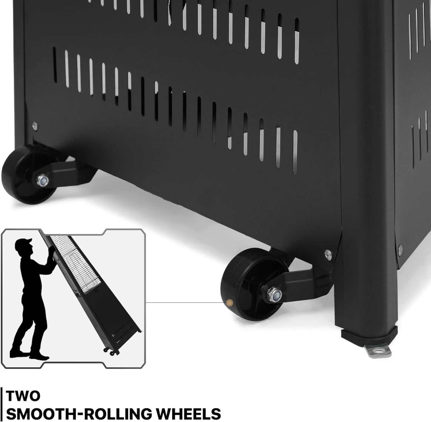 42000 BTU Propane Pyramid Patio Heater with Wheels and Glass Tube Flame Burner Outdoor Patio Heater for Commercial Use, Residential, Garden, Backyard, Porch, Deck, Balcony (Black)