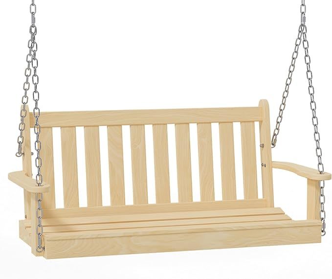 Outdoor Patio Hanging Wooden Porch Swing 4FT with Chains
