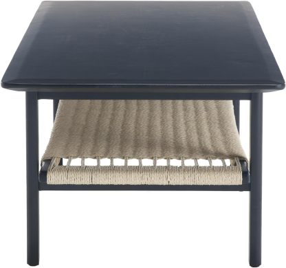 Black Coffee Table with Storage Shelf for Living Room Mid Century Sofa Tables