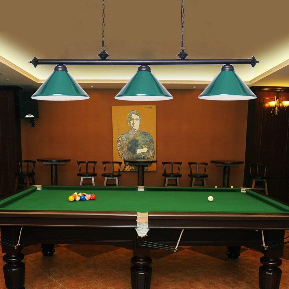 Pool Table Light, 59” Hanging Billiard Lights, Adjustable Kitchen Island Lighting Fixture for Billiard Bar Table, Green