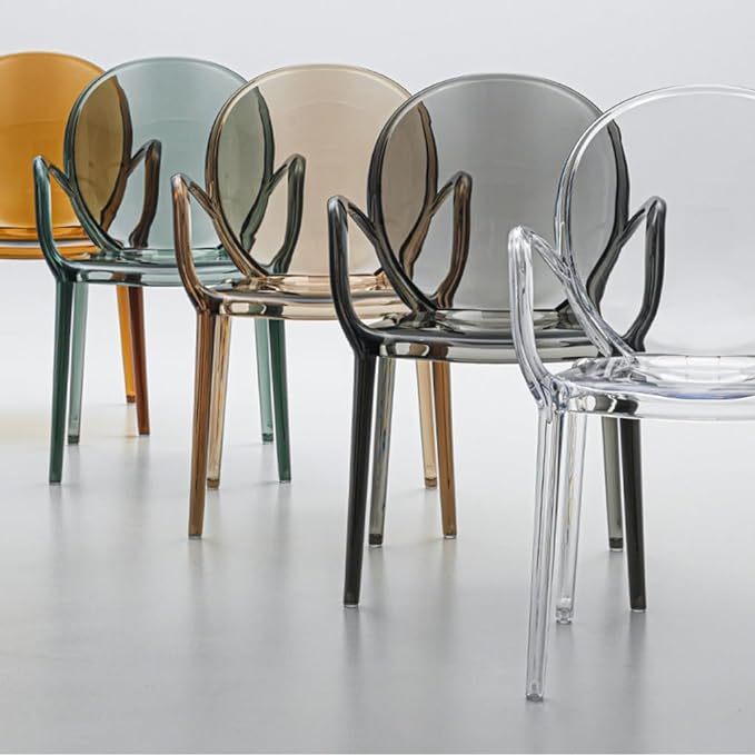 Modern Acrylic Transparent Chair Set of 4, Stacking Kitchen and Dining Room
